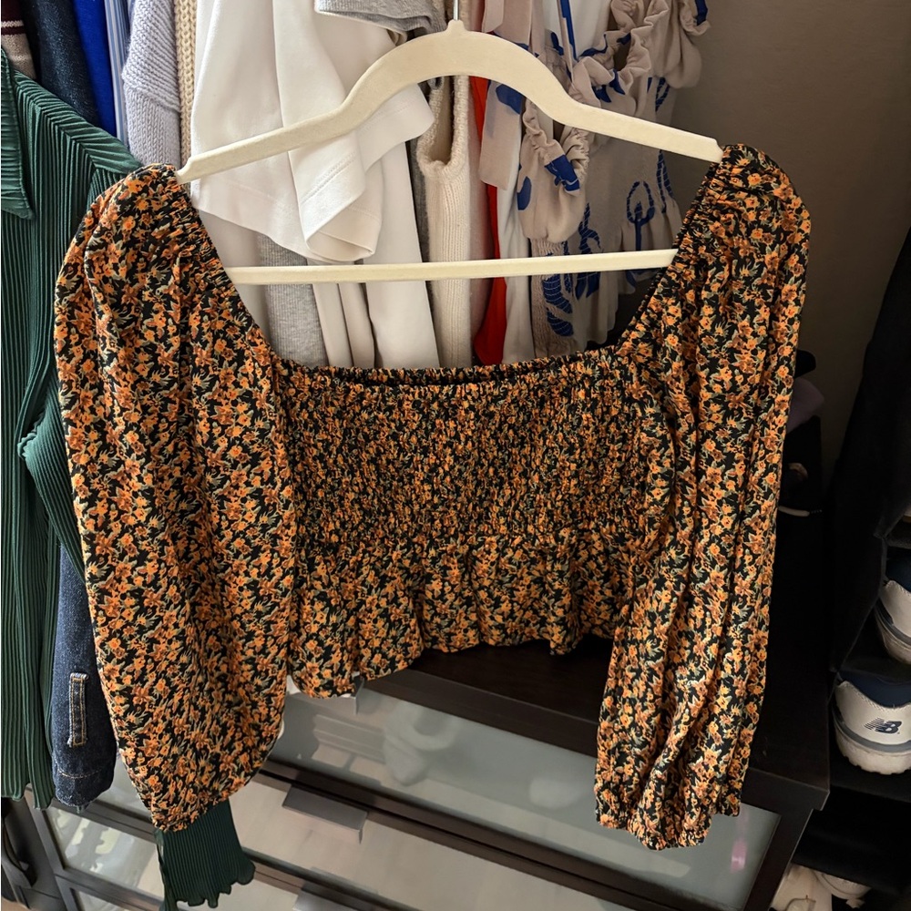Faithfull the Brand Cropped Floral Blouse Medium DESIGNER